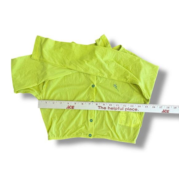 Chervò Sports‎ Neon Yellow Cropped Cardigan XS Y2K Festival Activewear Designer - Picture 3 of 9